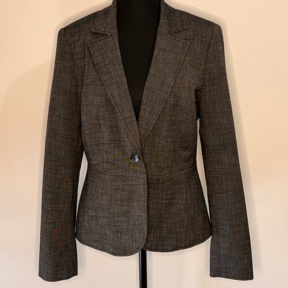 Rafaella Dark Gray Birdseye Pattern Blazer